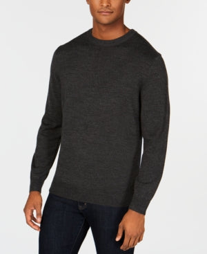 Club Room Men's Merino Wool Blend Sweater  Ebony Heather  Black  Large