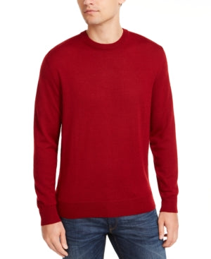 Men's Club Room Merino Wool Blend Sweater  Cherry Size Small Crewneck