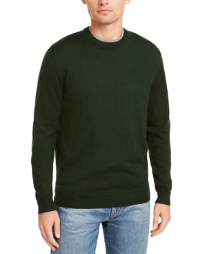 Club Room Mens Regular Fit Solid Crewneck Sweater Ivy League Green Medium