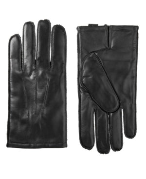 Isotoner Mens Signature Genuine Leather Touch Screen  Gloves Black XL