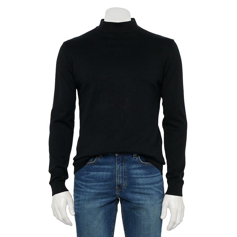 X Ray Men's Slim Fit Basic Mock Neck Sweater Black XL