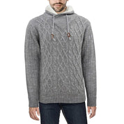 X Ray Men's Faux Fur Lined Collar Cable Knit Sweater Light Grey Size 3XL XXXL