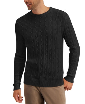 Club Room Mens Cable Knit Sweater Deep Black Medium