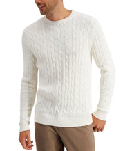 Club Room Men's Cable Knit Cotton Sweater Winter Ivory White XXL