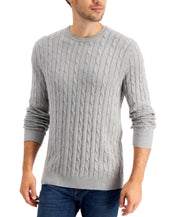 Club Room Men's Cable-Knit Sweater Soft Grey Heather Medium