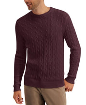 Club Room Men's Crewneck Cable-Knit Sweater Red Plum XL Cotton