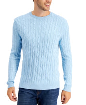 Club Room Men's Cable-Knit Cotton Sweater Large Light Blue Skylight