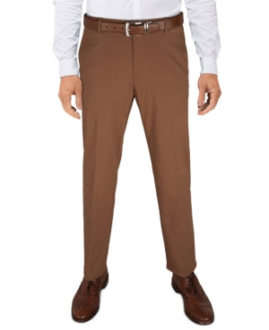 Tommy Hilfiger Men's Modern-Fit Flex Stretch  Solid Brown Dress Pants 40 x 32