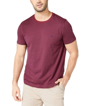 Nautica Mens J Class Striped Crewneck T Shirt Zinfandel Red 3XL