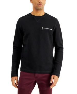 INC International Concepts Mens Ottoman Ribbed Long Sleeve T-Shirt Black 2XL