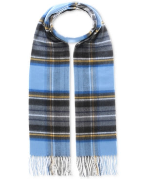 V. Fraas Men's Blue Cashmink Patterned Scarf Osfa Reg