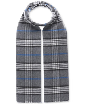 V. Fraas Men's Classic Plaid Reversible Scarf Gray Osfa Reg