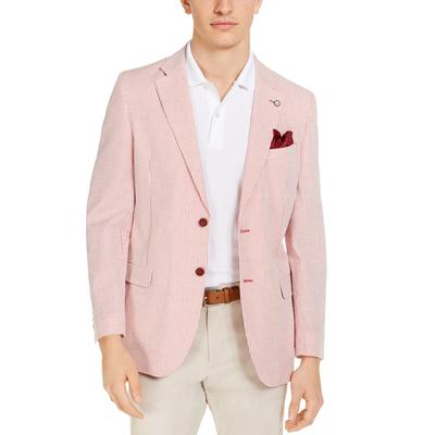 Nautica Mens Modern fit Seersucker Sport Coat Blazer 44 L Red Solid