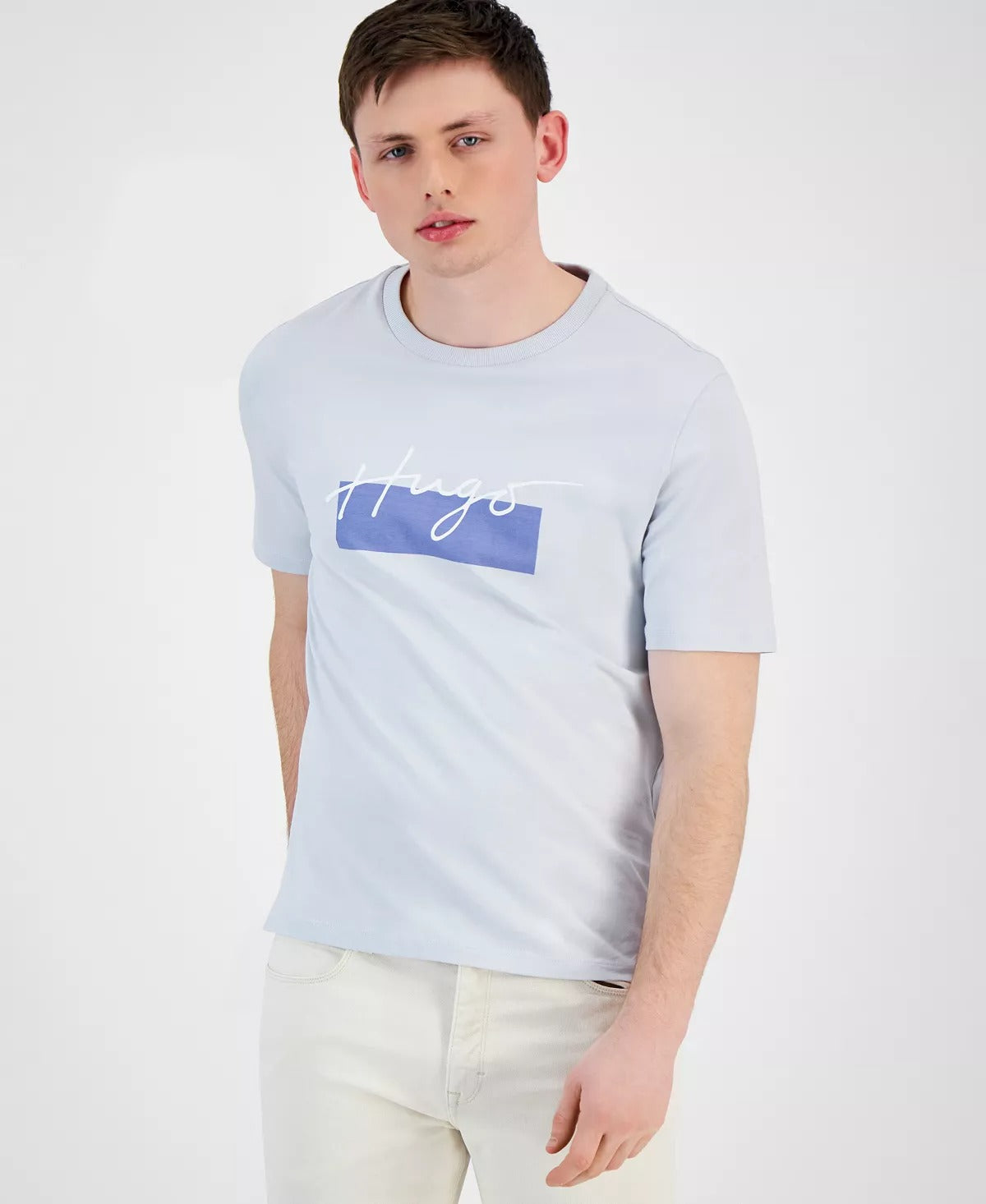 HUGO BOSS Men's Dastillo Signature Logo T Shirt XL Light Grey