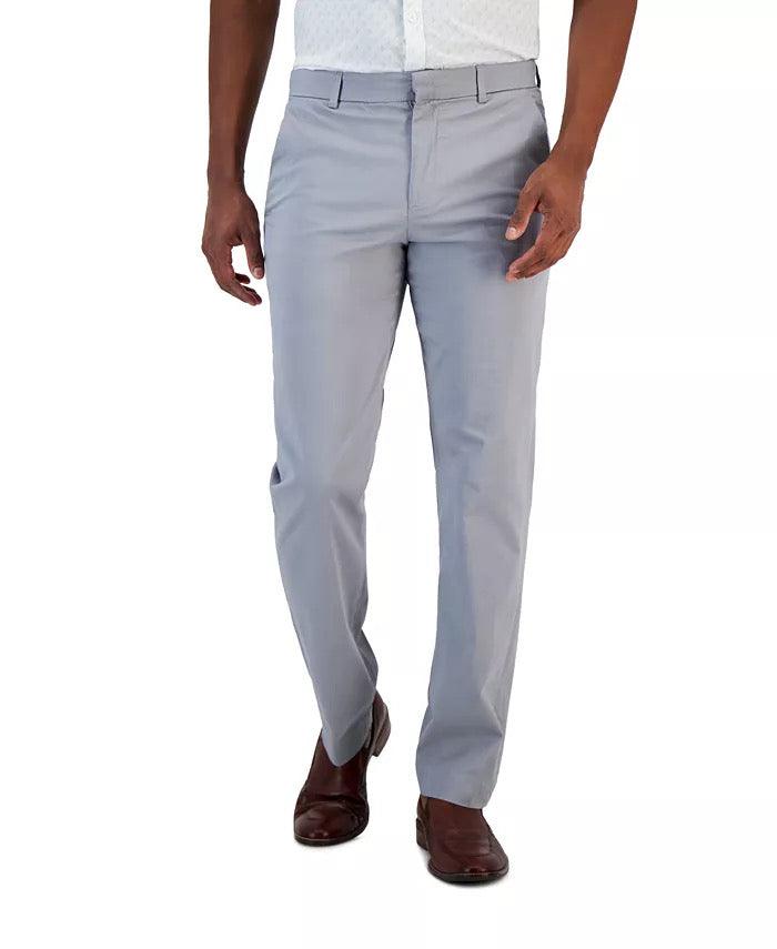 Perry Ellis Mens Slim fit Dress Pants 33 / 30 Light Grey Solid Stretch