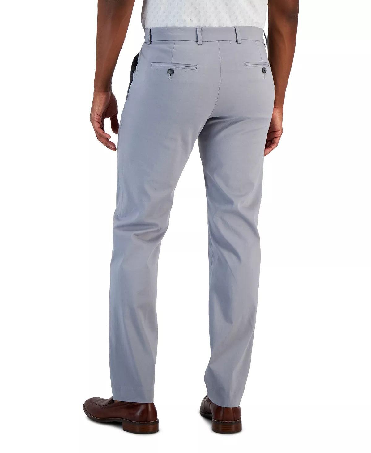 Perry Ellis Portfolio Mens Slim fit Cotton Dress Pants 36 / 30 Grey Solid