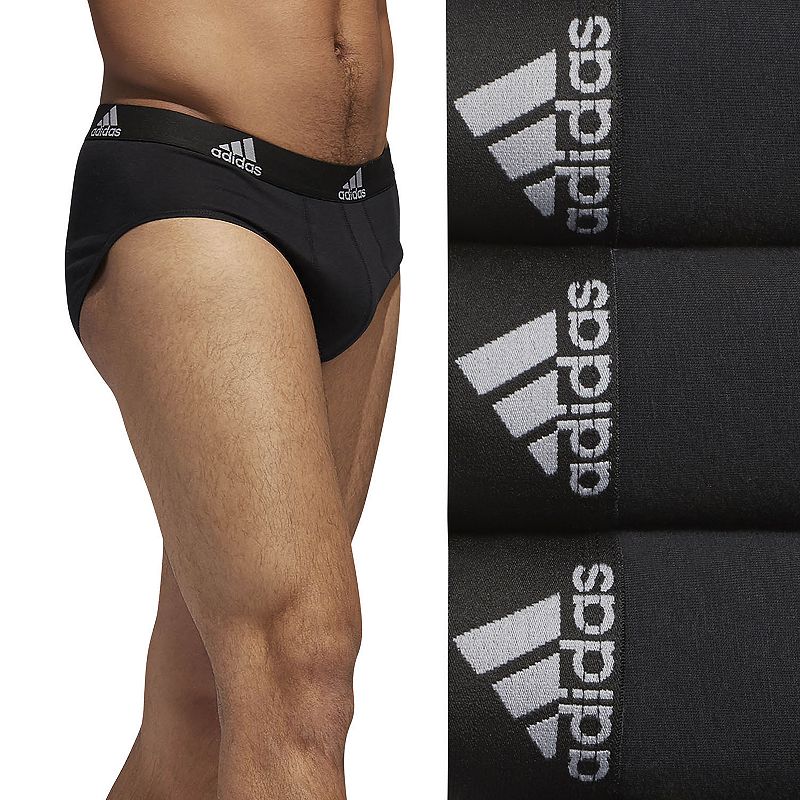 Adidas Men's Underwear Stretch Cotton Briefs 3 Pack Xl Black