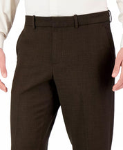 Perry Ellis Portfolio Men's Modern Fit Stretch Solid Dress Pants Brown 36 x 29