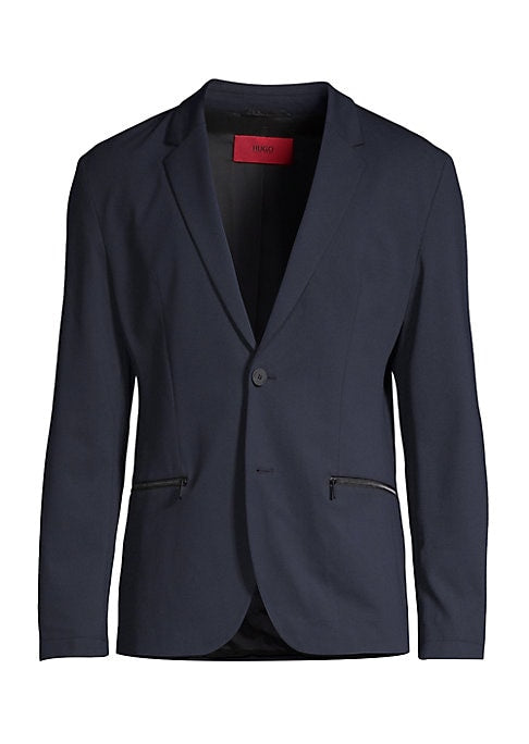Hugo Boss Mens Slim fit Sport Coat Blazer 38 R Navy Blue Solid