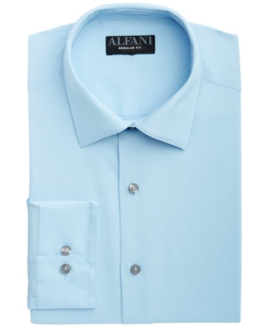 Alfani Mens Regular fit Dress Shirt XL 17-17.5 36-37 Light Blue Solid