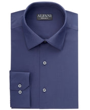 Alfani Mens Regular fit Dress Shirt Small 14-14.5 32-33 Navy Blue Solid