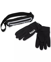 HUGO Boss Men's Logo Gloves & Fanny Bag Set Black