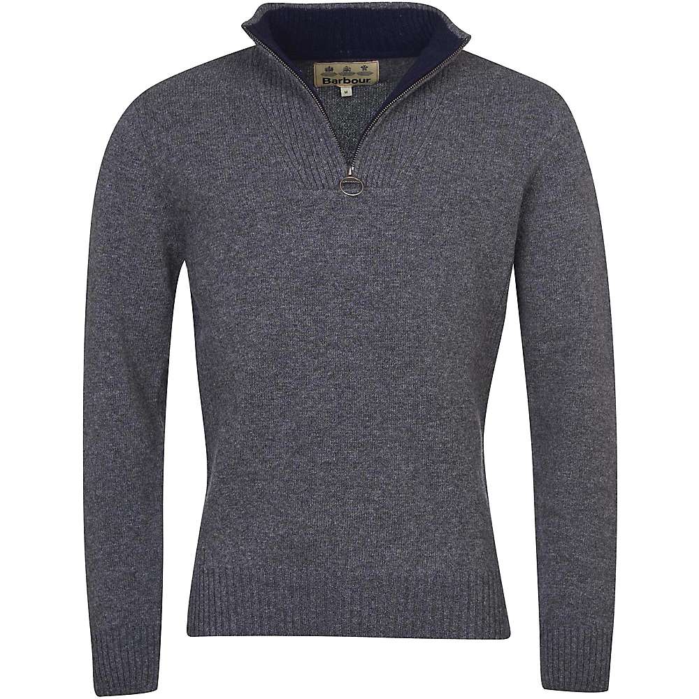 Barbour Men's Nelson Essential  Quarter Zip  Wool Sweater Storm Grey Large