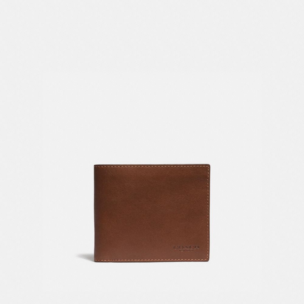 COACH Slim Bifold in Sport Calf Men's Wallet Saddle Leather Brown