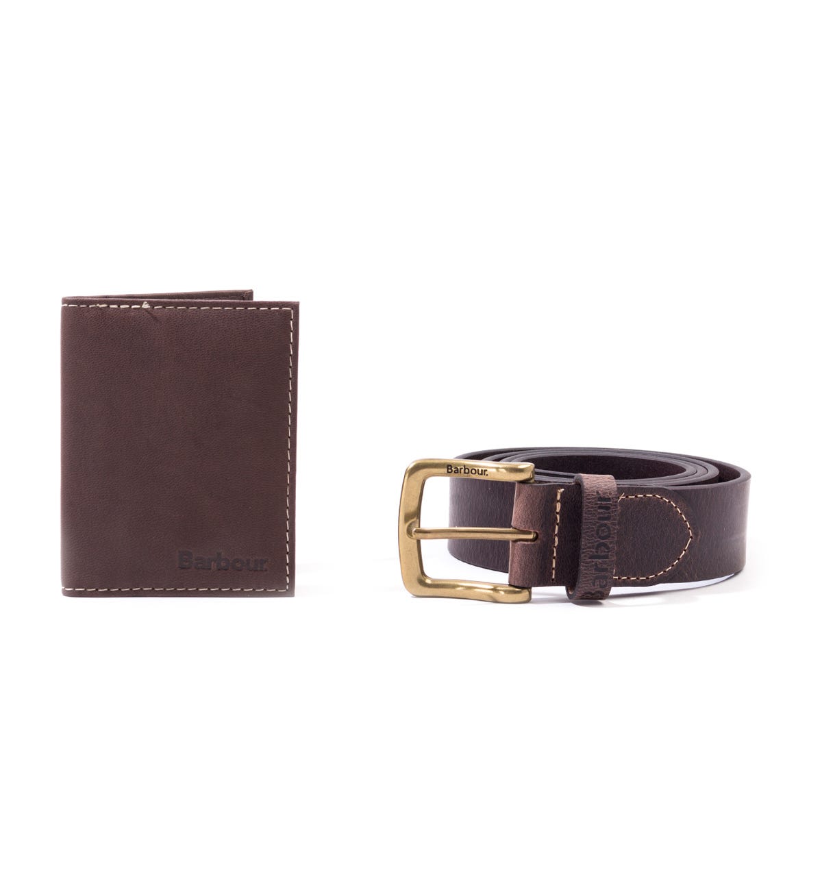 Barbour Men's Leather Belt and Billfold Gift Set Dark Brown