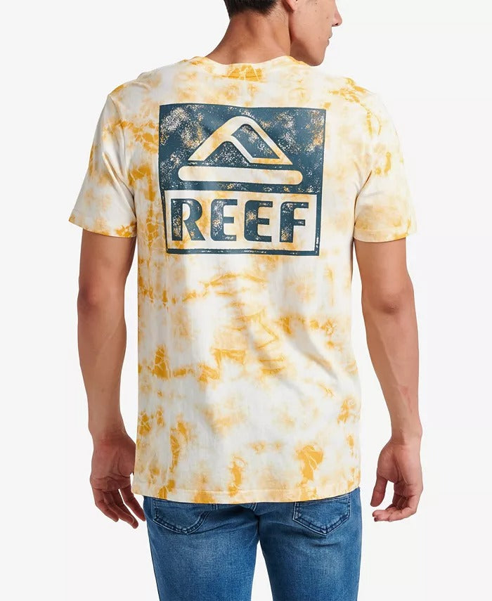 Reef Mens Wellie Cotton Tie Dye Logo T Shirt XXL 2XL White