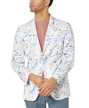 Tallia Mens Slim Fit Floral Linen Sport Coat White Mauve Blue 40S
