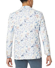 Tallia Mens Slim Fit Floral Linen Sport Coat Mauve Blue 44L