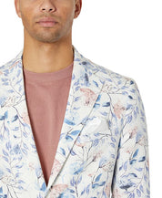 Tallia Mens Slim Fit Floral Linen Sport Coat Mauve blue 46L