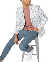 Tallia Mens Slim Fit Floral Linen Sport Coat Mauve blue 46L