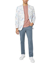 Tallia Mens Slim Fit Floral Linen Sport Coat Mauve Blue 44L