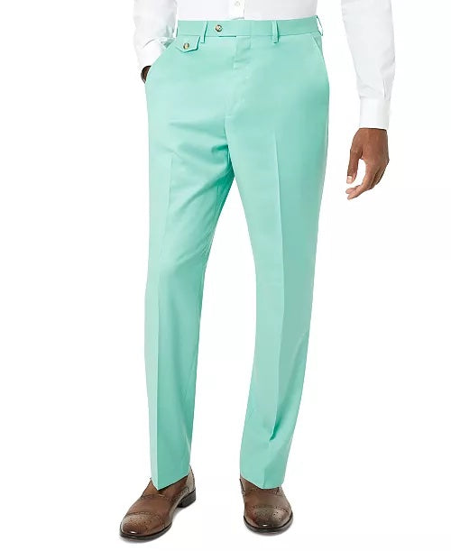 Tayion Collection Mens Classic-Fit Wool Suit Pants Teal 34 x 32