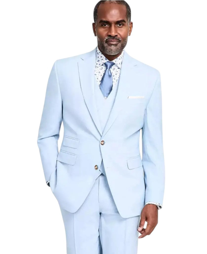 Tayion Mens Regular fit Suit Jacket Blazer 44 L Light Blue Solid