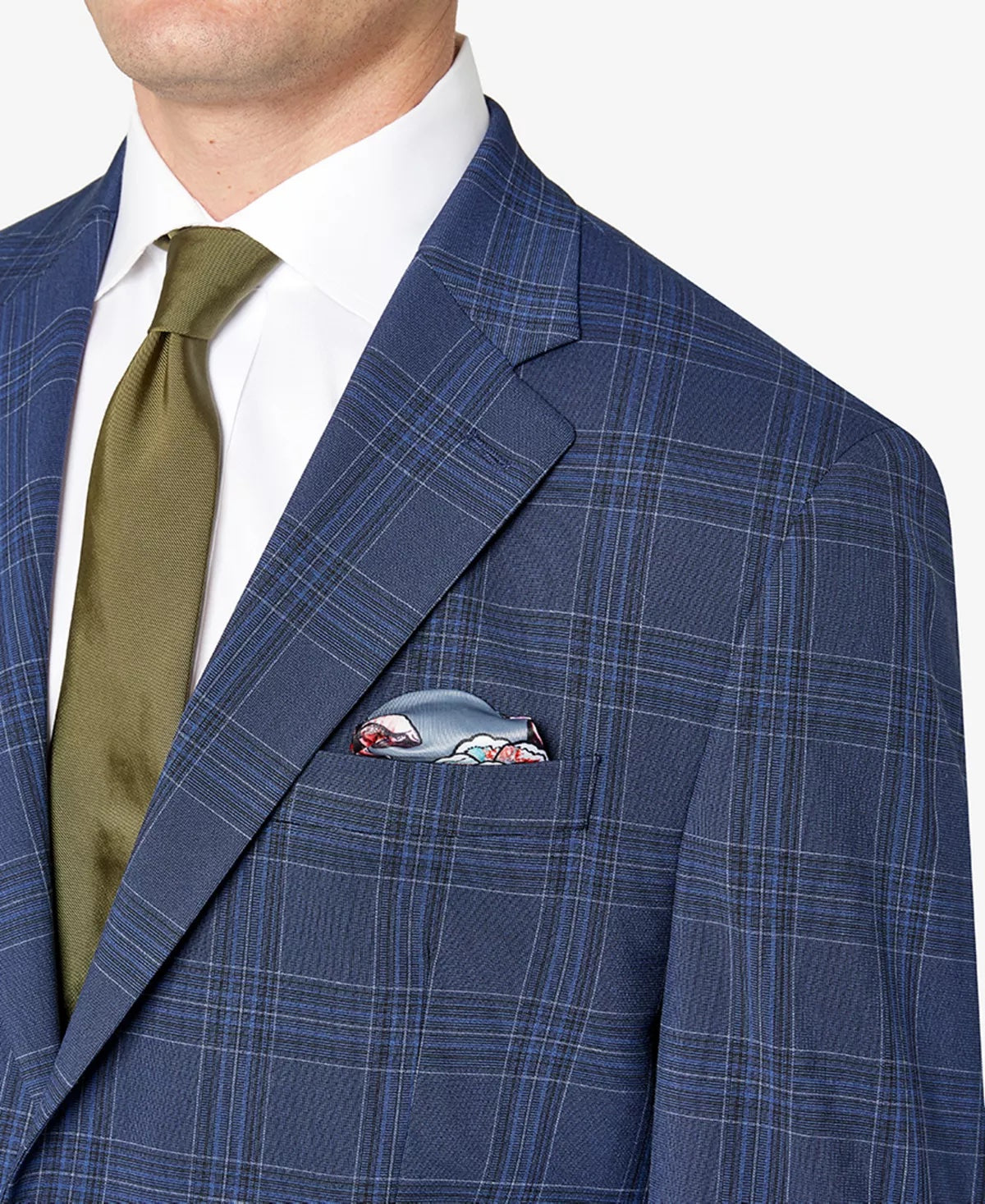 Sean John Mens Classic Fit Blue Plaid Suit Jacket 36R