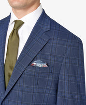 Sean John Mens Classic Fit Blue Plaid Pattern Suit Jacket 36S