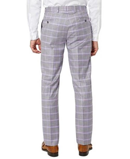 Sean John Mens Classic Fit Plaid Dress Pants Grey 30 x 30