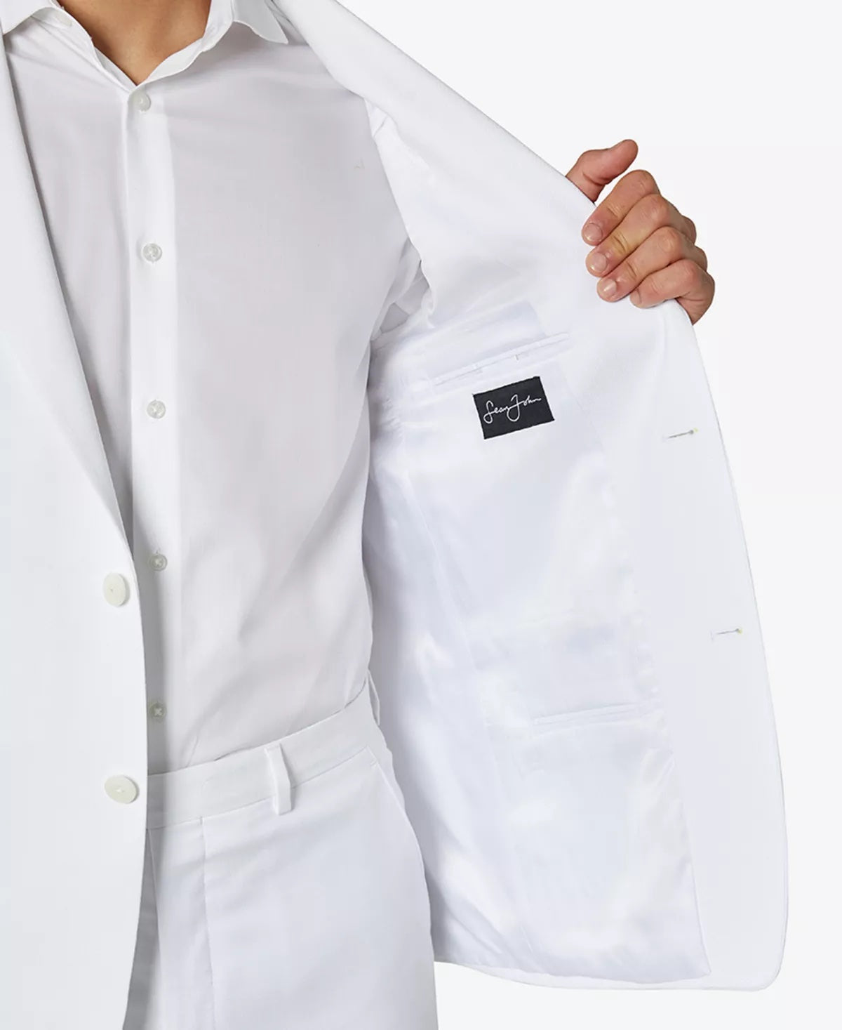 Sean John Mens Classic fit Suit Jacket Blazer 36 S White Solid