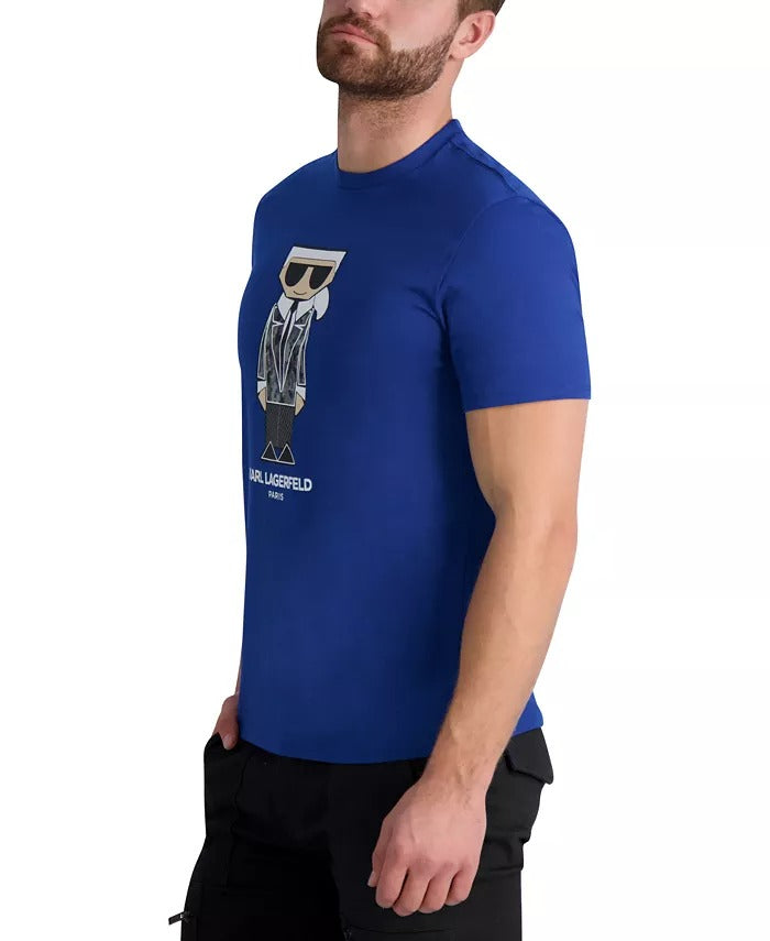 KARL LAGERFELD PARIS Mens Slim-Fit Logo T Shirt XXL 2XL Blue