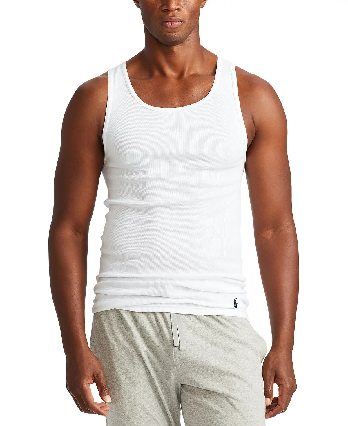 Polo Ralph Lauren Men's 5-Pack Cotton Undershirt Tank Tops Medium White