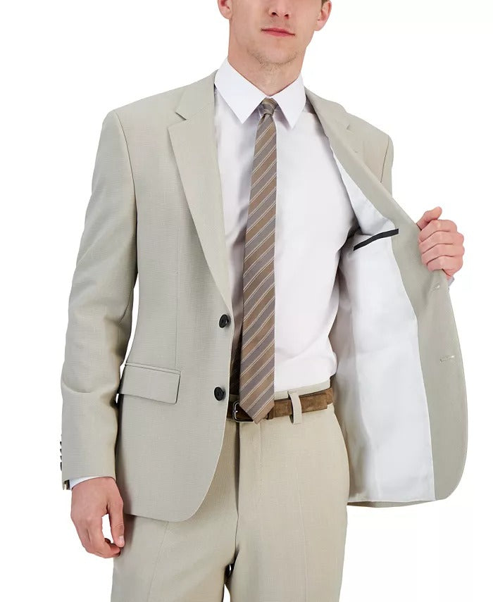 HUGO BOSS Mens Tan Superflex Suit Jacket 46R Sport Coat Biege