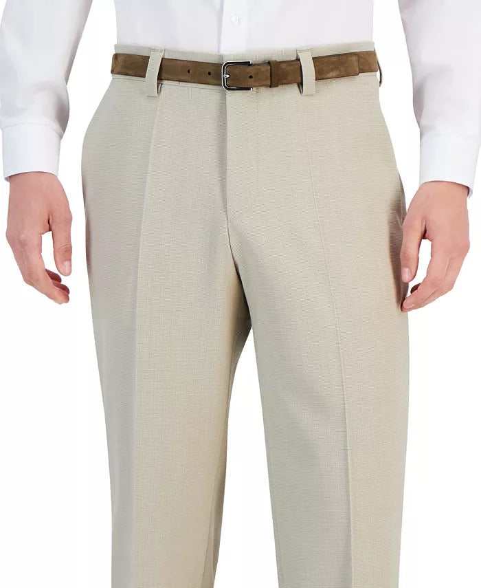 HUGO BOSS Men's Modern-Fit Superflex Tan Dress Pants 34 x 32 Beige Wool