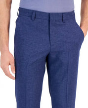 HUGO Boss Mens Modern-Fit Micro-Grid Dress Pants Size 30 Blue Wool