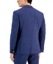 HUGO Mens Modern-Fit Micro-Grid Suit Jacket Blue 44R Wool Sport Coat
