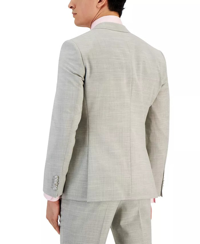 Hugo Boss Men's Modern-Fit Check-Print Superflex Suit Jacket 48R Grey Plaid
