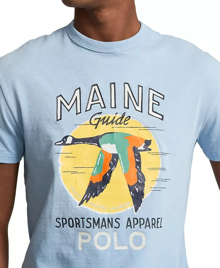 POLO RALPH LAUREN Men's Classic-Fit Jersey Graphic T Shirt Large Blue Maine
