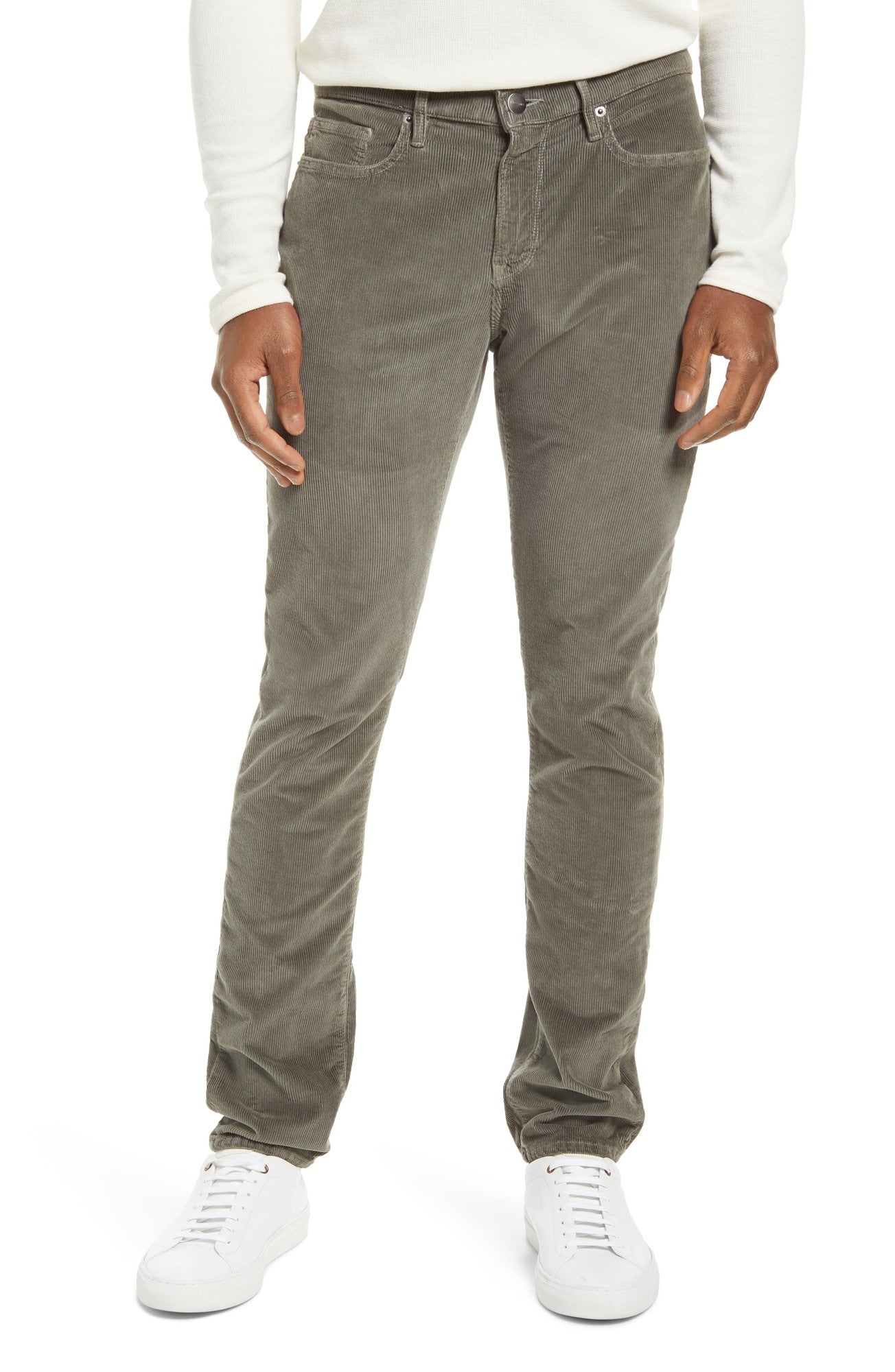 Frame Mens Slim Fit Jeans Corduroy Pants 32 x 32 Green Solid